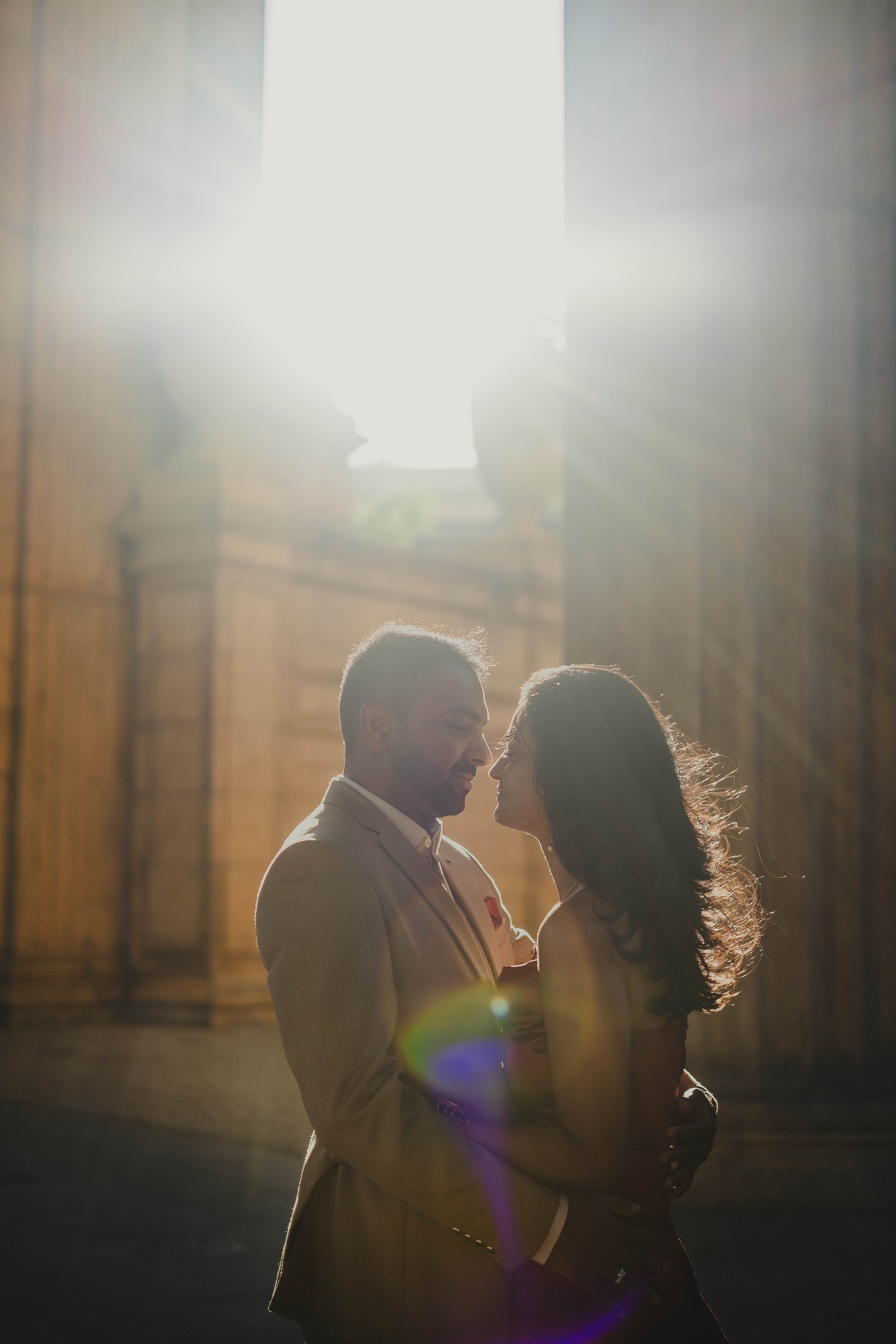 The couple together in the late afternoon light